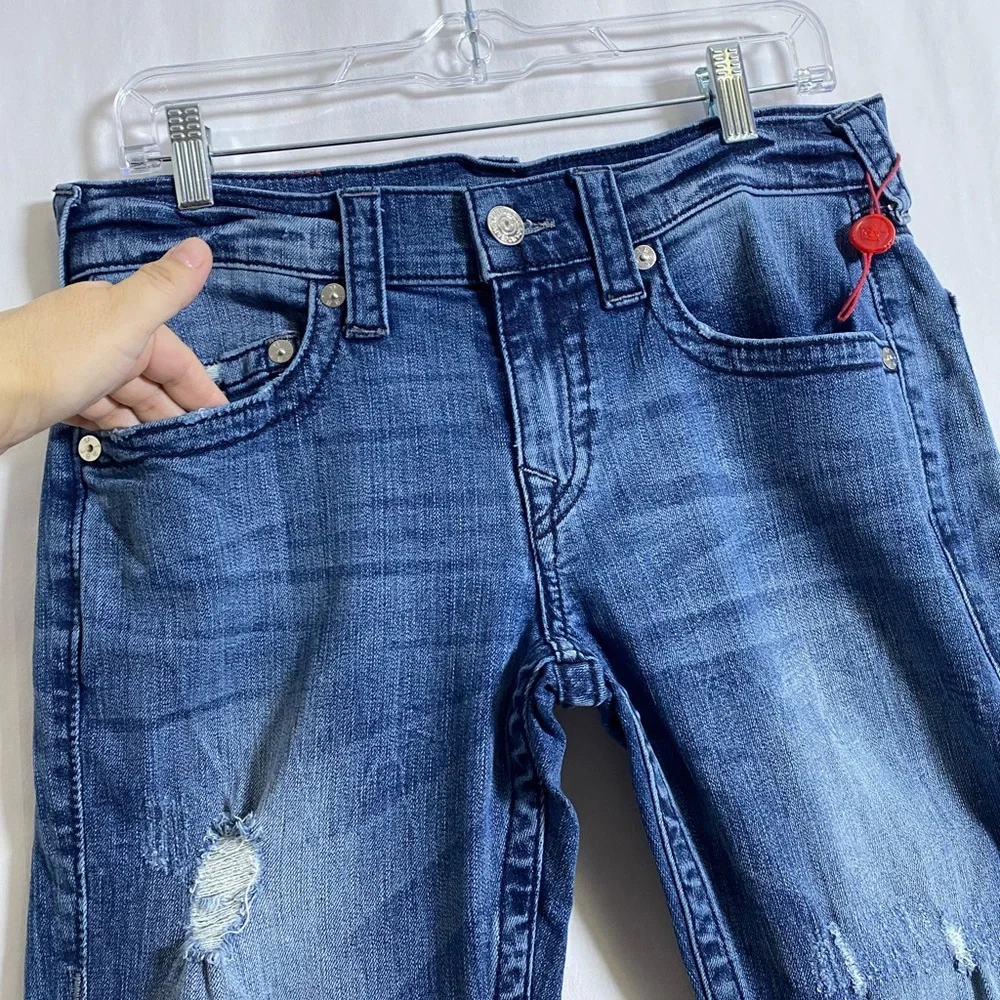 True Religion Men's Dark Blue Distressed Jeans